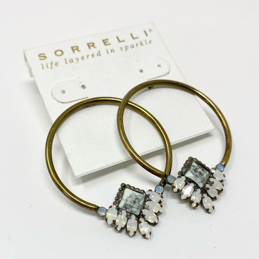 Sorrelli White Howlite & Crystal Hoop Earrings